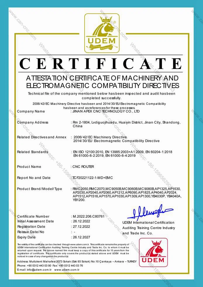 1325 3 axis CNC router CE Certificate